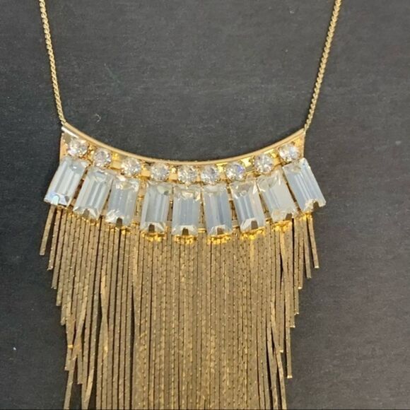 Guess Crystal and Gold Fringe Necklace - Picture 4 of 9